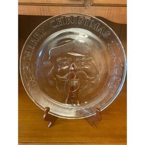 Anchor Hocking Holiday Cheer 12" Plate Winter Time Ice Skating Sleigh Ride USA